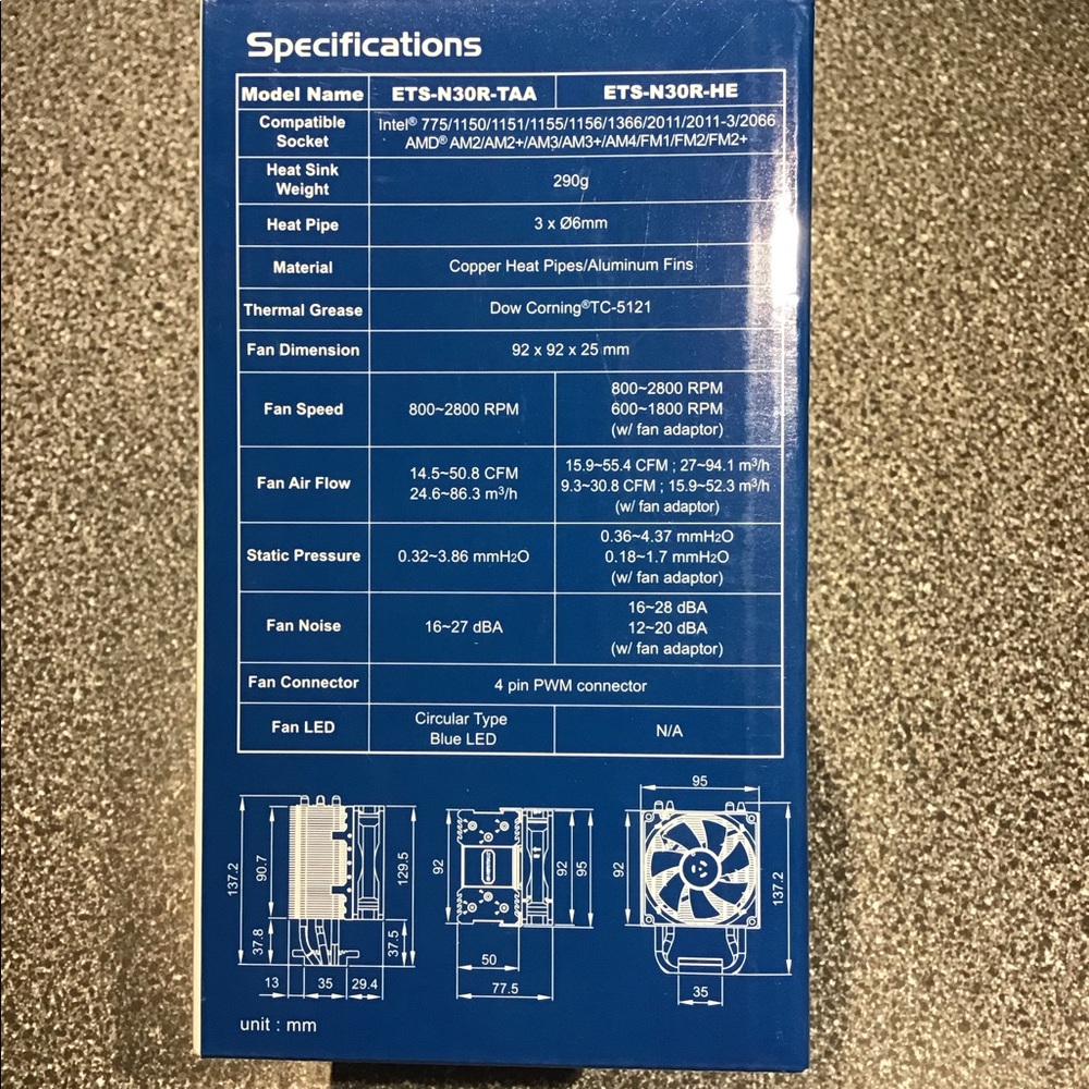 NIB Enermax ETS-N30 II Compact Intel/AMD CPU Cooler With Blue LED Light - Picture 3 of 4